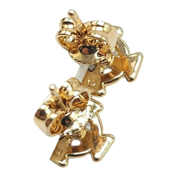 18k Gold Plated Solvar Irish Celtic Cross Crucifix Post Earrings New Old Stock - Picture 3 of 4